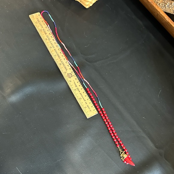 Red Horn Beaded BOHO Necklace - Picture 7 of 8